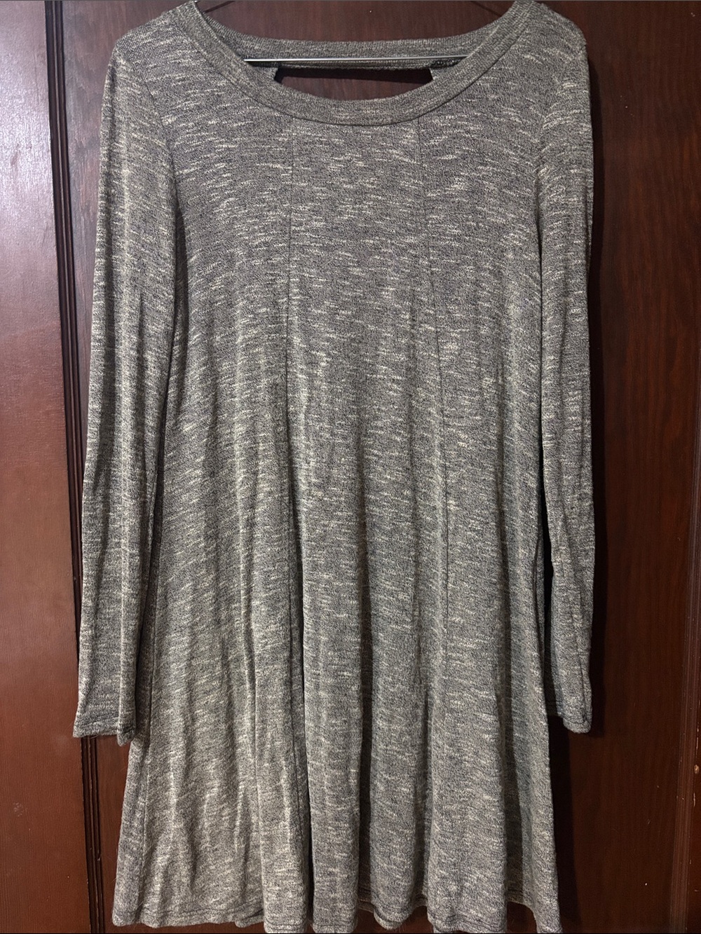 Women's Long Sleeve Tan/Gray Swing Dress